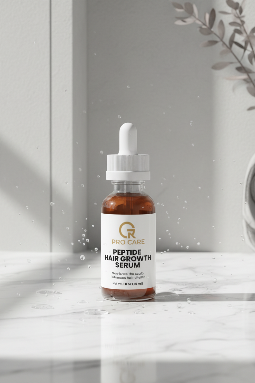 Peptide Hair Density Serum - white marble editorial