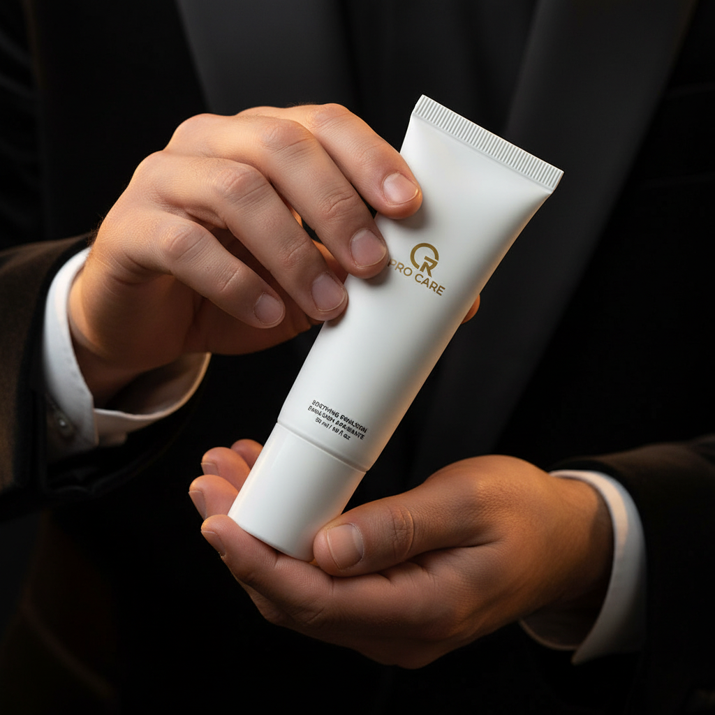 Manos sosteniendo GR Pro Care Soothing Emulsion