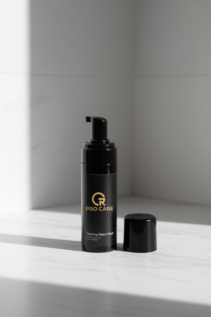 Foaming Beard Wash - white marble editorial