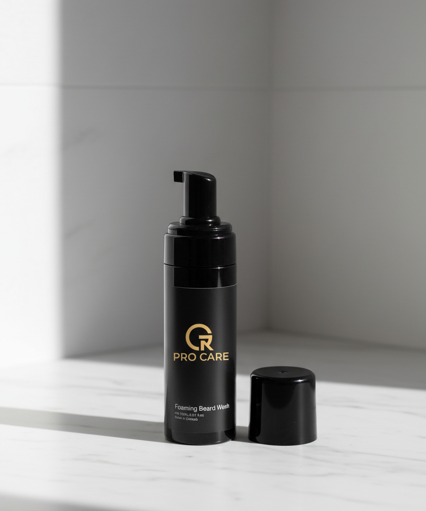 Foaming Beard Wash - white marble editorial
