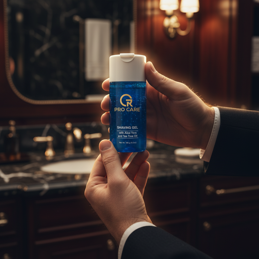 Manos sosteniendo GR Pro Care Shaving Gel